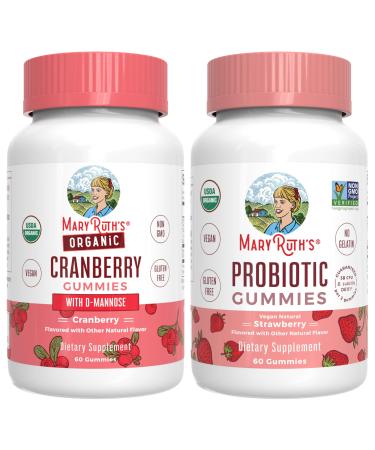 MaryRuth Organics Cranberry & Probiotic Gummies (Strawberry) | USDA Organic Clean Label Project Verified | Vitamins for Urinary Tract & Gut Health | Vegan Non-GMO No Gelatin