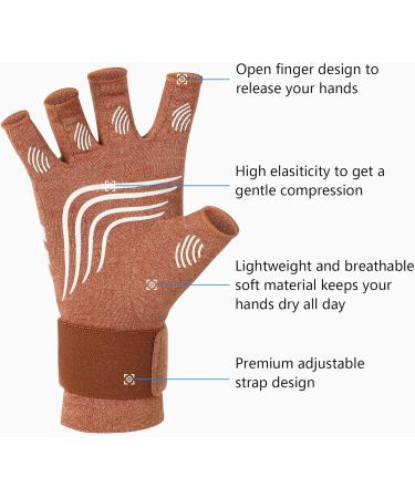 Duerer Arthritis Compression Gloves with Straps - Fingerless Support for RSI Carpal Tunnel Rheumatism & Hand Pain Relief | Unisex Hand Support for Computer Use - Buy Online on GoSupps.com