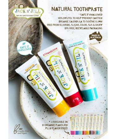 Jack N' Jill Kids Natural Toothpaste Fluoride Free Toothpaste Helps Soothe Gums and Fight Tooth Decay Toothpaste for Baby Toddler and Children 6 Months Plus Blackurrant and Blueberry Bundle 2x50g Blackcurrant and Blueberry 50 g (Pack of 2) - Buy Online on GoSupps.com