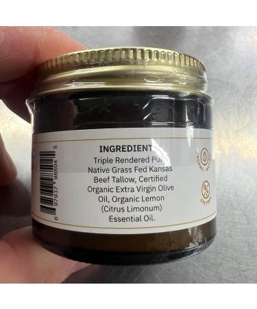Grass Fed Beef Tallow Balm - 2 oz - Grown and Made in USA - Organic Grass Fed and Finished Tallow - Moisturizing Skin Care Lemon - Buy Online on GoSupps.com