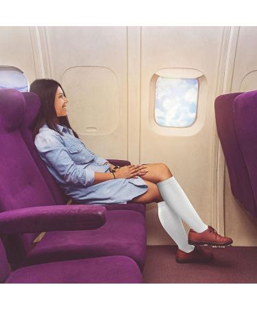 aZengear Compression Socks (20-30mmHg) - Knee-High Flight Travel Stockings for Swollen Legs, Varicose Veins, Shin Splints - Support for Sports, Running - S/M White - Buy Online on GoSupps.com
