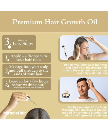 Premium Hair Growth Oil + Scalp Derma Roller & Massager | UK Brand | Rosemary, Castor, Peppermint, Ginger, Tea Tree & Lavender Oil | Hair Growth, Thickening & Loss Prevention | 30ml - Buy Online on GoSupps.com
