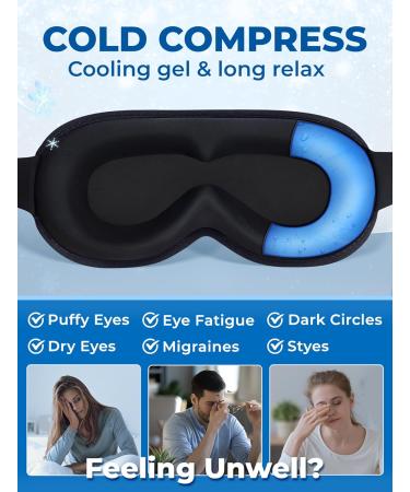 3D Gel Cooling Eye Mask for Sleeping | Cold Eye Compress for Migraine Relief | Weighted Blackout Mask for Puffy & Dry Eyes - Blue - Buy Online on GoSupps.com