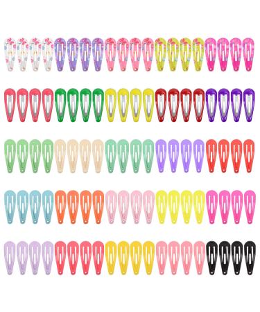 100 Pcs Small Hair Clips for Little Girls 1 Inch Metal Mini Snap Hair Clips Barrettes for Toddlers Kids Hair Accessories (Multicolor)