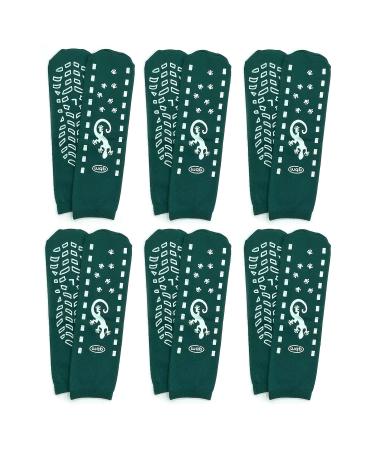 GBM Geckos Plush Double Tread Non-Slip Socks 6 Pack (Green Large) L Green