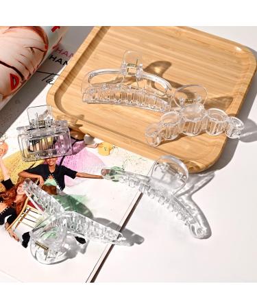 DEEKA 5 Pcs Clear Large Hair Claw Clips - White Thick Long Jaw Barrettes for Women and Girls - Buy Online on GoSupps.com