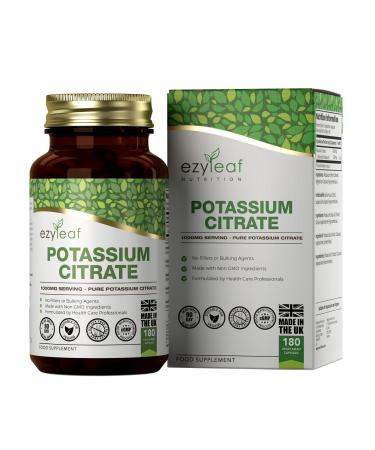 Ezyleaf Nutrition Potassium Citrate | 180 High Strength Potassium Capsules - 1000mg Potassium Citrate per Serving | Potassium Supplements | Clean No Fillers Formula Pack of 1 - Buy Online on GoSupps.com