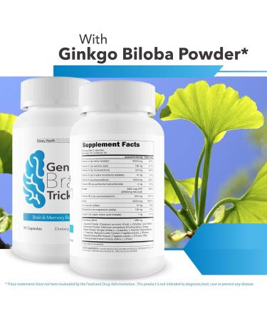 Genius Brain Trick - Our Best Memory Focus Supplement for Brain - Natural Memory Enhancing Supplements - Focus & Clarity - Healthy Alpha Brain Support Supplement Improve Focus and Brain Function - Buy Online on GoSupps.com