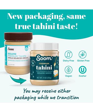 Soom Foods Pure Ground Sesame Tahini Paste Sampler - Single-Source Sesame Tahini & Chocolate Halva Spread - 11oz & 12oz - Silky Smooth Texture for Hummus, Dips, Dressings, Baked Goods - Vegan - Buy Online on GoSupps.com