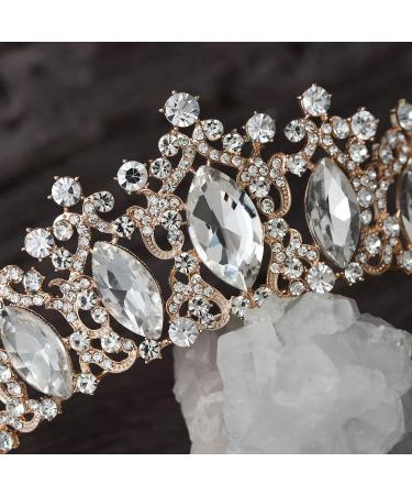SWEETV Iridescent Crystal Princess Tiara Crown - Rose Gold for Bride, Quinceanera, Prom & Birthday Party - Buy Online on GoSupps.com