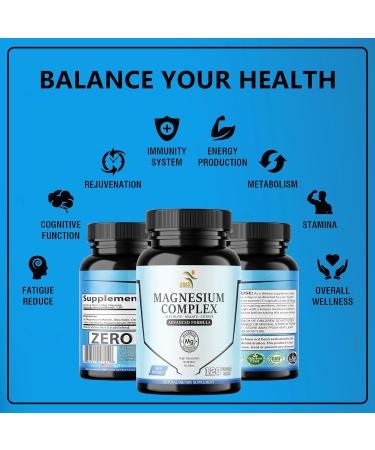SMSHEALTHPRODUCTS.com Magnesium Complex | 470mg of Magnesium Glycinate Malate & Citrate for Muscles Nerves & Energy | High Absorption | Vegan Non-GMO | 120 Capsules - Buy Online on GoSupps.com