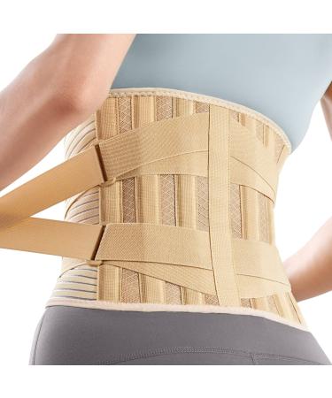 FREETOO Back Brace for Women Men Lower Back Pain Relief with 6 Stays, Breathable Back Support Belt for Heavy Lifting Work , Anti-Skid Lumbar Support Belt with 16-Hole Mesh for Sciatica, Scoliosis, Herniated Disc L(waist si