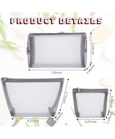 3-Piece Grey Mesh Cosmetic Bag Set | Zipper Pouches for Travel & Office - 3 Sizes - Buy Online on GoSupps.com