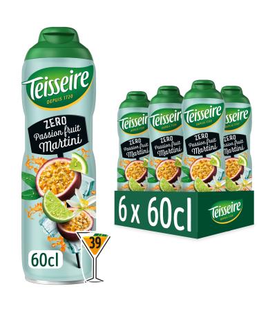 Teisseire Passion Fruit Martini Zero – Pour boissons rafraîchissantes sans alcool au goût authentique du cocktail Martini Maracuaja, 6 x 600 ml