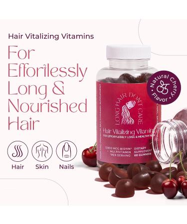 Long Hair Don't Care Hair Vitalizing Vitamins Hair Skin and Nails Vitamins Vitamins for Women and Men Pantothenic Acid Folic Acid & Biotin Gummies Non-GMO Hair Vitamins 60 Gummy Vitamins - Buy Online on GoSupps.com