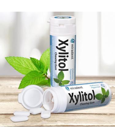 6x Miradent Xylitol Chewing Gum - Dental Care Peppermint Tin (30 Pieces) | Sugar-Free & Healthy Oral Care - Buy Online on GoSupps.com
