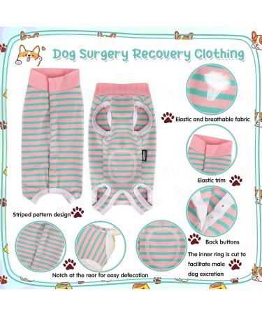 Zuimei Dog Surgery Recovery Suit Striped Dog Surgical Recovery Suit Anti-licking Dog Post Surgery Bodysuit Dog Recovery Shirt Dog Onesie Vest For Wound Protection E-Collar Alternative(Green S) pink green S - Buy Online on GoSupps.com