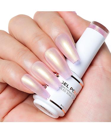 Nicedeco Pearl Gel Nail Polish 15ml Pearlescent Shell Shimmer Gel Polish Sparkle Shiny Nail Gel UV/LED Soak-Off Nail Art Manicure Pedicure Salon & Home Use - Long Lasting & Easy to Apply 003