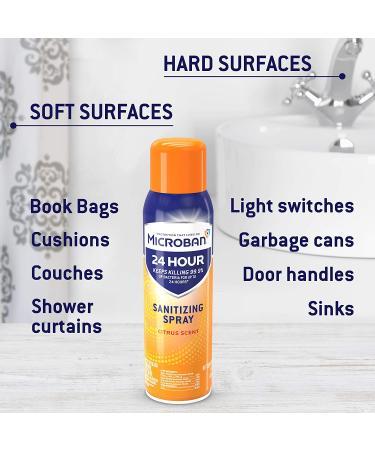 Microban 24 Hour Disinfectant Citrus Scent Spray 15 fl oz - Fast Acting Sanitizing Formula - Buy Online on GoSupps.com