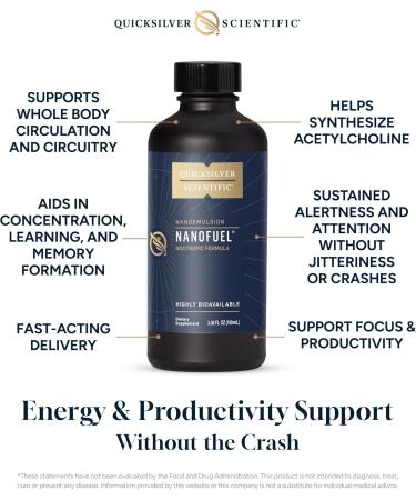 Quicksilver Scientific NanoFuel - Energy & Nootropic Support for Focus & Productivity (100ml) - International Shipping Available - Buy Online on GoSupps.com
