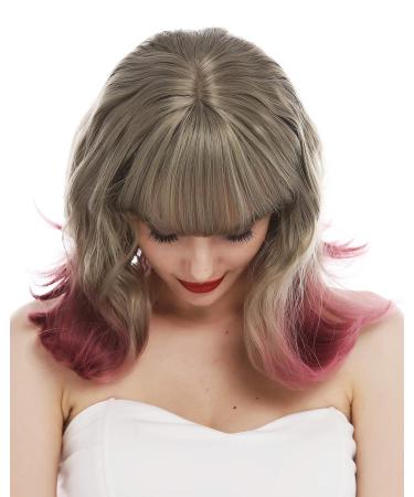 WIG ME UP DL-040B-109 Women's Shoulder Length Wig - Retro 50s/60s Bangs - Ash Blonde & Pink Mix - Buy Online on GoSupps.com
