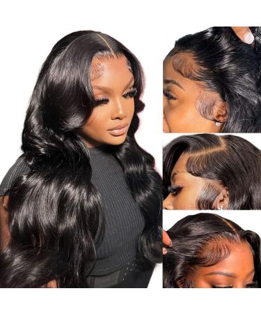FII 13x4 Lace Front Wigs Human Hair 22 Inch Lace Front Wigs Pre Plucked with Baby Hair 180% Density Glueless Human Hair Wigs for Black Women HD Transparent Lace Frontal Wigs Natural Black Wig 22 Inch Body Wave(13*4 lace ...