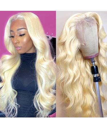 Mstoxic 613 Lace Front Wig Human Hair 13x4 Blonde Lace Front Wigs Human Hair Wigs For Women 10a Brazilian Body Wave Transparent Lace Wig 613 HD Lace Frontal Wig 180% Density Bleached Knots Pre Plucked With Baby Hair (20 ...