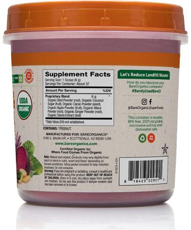 BareOrganics Energy & Stamina Blend Powder  Organic Superfood  Vegan Dietary Supplement  8 Ounces - Buy Online on GoSupps.com