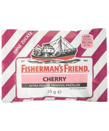 Fisherman's Friend Cherry without sugar | Box of 24 bags | Cherry and menthol flavour