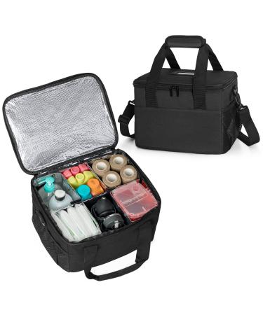 Trunab Portable Insulated Medical Bag with Removable Dividers Travel Medicine Storage Water-Resistant Medical Cooler Bag for Home Travel Camping (Bag Only) - Patented Design Black1 M