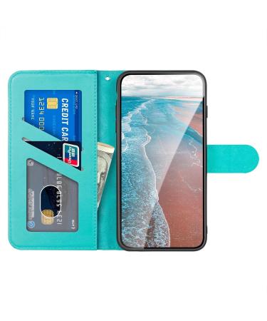 Buy Magon Embossing Flower Leather Case for Samsung Galaxy S22 Plus - Full Body Protection Flip Cover with Card Compartment in Blue - Buy Online on GoSupps.com