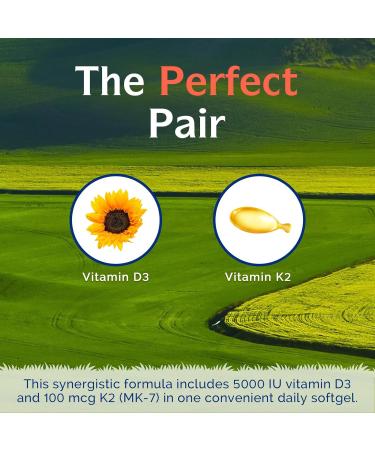 Innate Vitality Vitamin D3 K2 Supplement 90 Softgels Vitamin D3 5000 IU + K2 100 mcg with Cold-Pressed Olive Oil for Maximize Absorption Non-GMO No Soy or Gluten Bone Immune & Heart Support - Buy Online on GoSupps.com