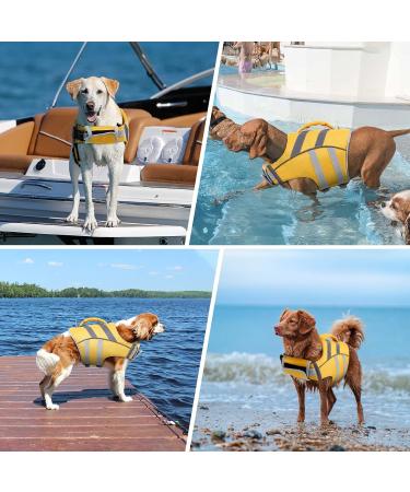 Buy Kuoser Life Jacket for Dogs - Durable & High Safety Swimming Vest for Small Medium and Large Dogs - Excellent Buoyancy - Yellow XS - Buy Online on GoSupps.com