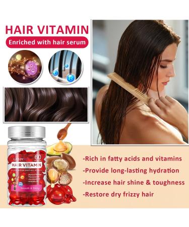 60 Pcs Hair Vitamin Oil Capsules | Moroccan Avocado & Macadamia Oil Treatment Serum | No Rinse All Hair Types | International Shipping Available - Buy Online on GoSupps.com