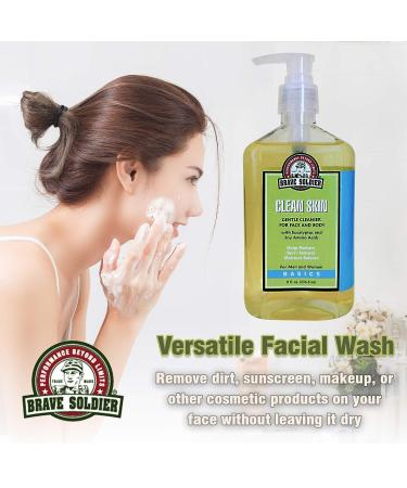Brave Soldier Clean Skin Face Cleanser | Moisturizing Face Wash for Sensitive Skin | Mild Makeup Remover | 8 fl. oz. Bottle - Buy Online on GoSupps.com