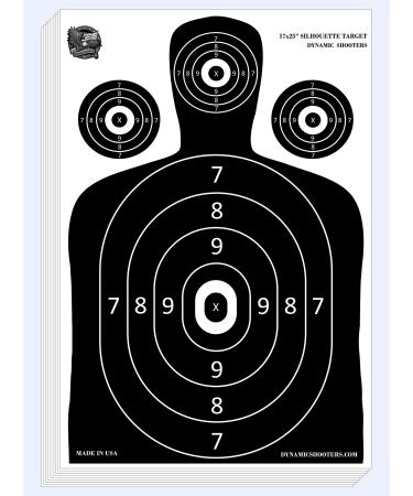 Dynamic Shooters Paper Shooting Targets - Large Range Silhouette Made in USA - 50 Sheets 17X25-inch - for Firearm, Rifle, Gun, Pistol, BB Guns, Airsoft, Pellet Gun, Air Rifle Practice