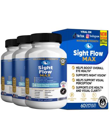 GREENVIFY Sight Flow Max Eye Health Supplement 24 Premium Vision Herbal Extracts Vitamins and Minerals 60 Capsules (3)