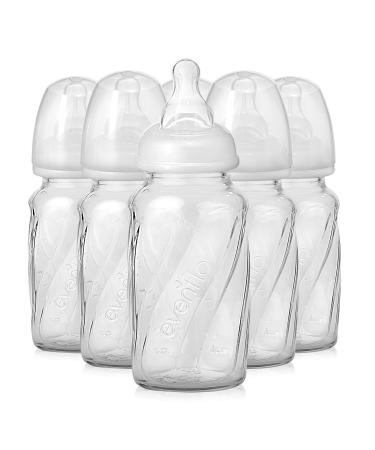 Evenflo Feeding Glass Premium Proflo Vented Plus Bottles for Baby Infant and Newborn - Helps Reduce Colic - Clear 4 Ounce (Pack of 6) 4 Ounce (Pack of 6) Clear