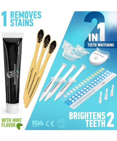 Teeth Whitening Kit - Snow LED Light & Charcoal Toothpaste | 17 Piece Set for a White Smile - Buy Online on GoSupps.com