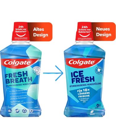 Colgate Mouthwash Ice Fresh 500 ml | Antibacterial Oral Care Without Alcohol | Immediate & Persistent Freshness | Optimal Protection - Buy Online on GoSupps.com