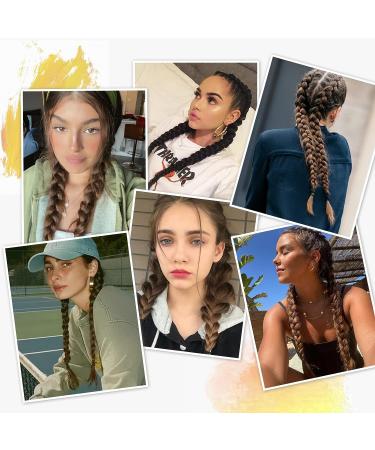 YOGFIT 20 Long Straight Wrap Around Ponytail Hair Extensions - Synthetic Hair - Medium Brown with Medium Auburn - 2PCS DIY Braid Ponytail Extension for Women - Buy Online on GoSupps.com