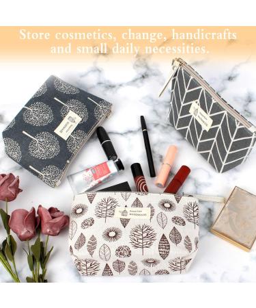 3 PCs Canvas Cosmetic Bag Set | Zippered Portable Make-Up Bags for Travel & Outdoor Activities - Buy Online on GoSupps.com