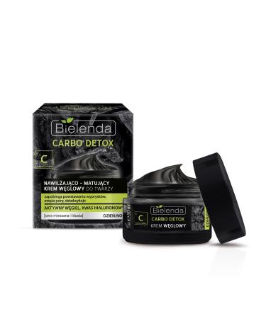 Bielenda Carbo Detox - Perfectly Matte And Moisturized Smooth Radiant Skin - Pores Are Tightened Imperfections Reduced - Carbo Detox Moisturizing And Mattifying Carbon Face Cream For Day/Night - 50 ml