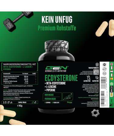 ‎GEN GERMAN ELITE NUTRITION Ecdysterone Complex - High Dose with 760 mg With L-Leucine + Piperine  - 60 Capsules - Buy Online on GoSupps.com