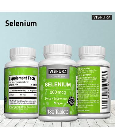 Selenium 200mcg Supplement - 180 Vegan Tablets for Immune, Thyroid, Prostate, Heart Health - Organic, Natural, Gluten-Free Trace Mineral - No Additives - 180 Count - Buy Online on GoSupps.com