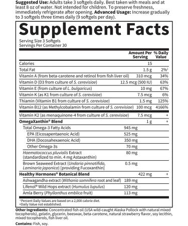 Garden of Life Oceans 3 Healthy Hormones with OmegaXanthin - 90 Softgels for Hormonal Balance - Buy Online on GoSupps.com