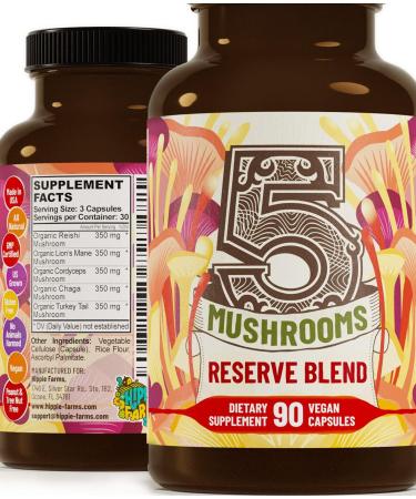 Hippie Farms 5 Mushroom Reserve Blend Supplement - Immune System & Brain Support - Buy Online on GoSupps.com