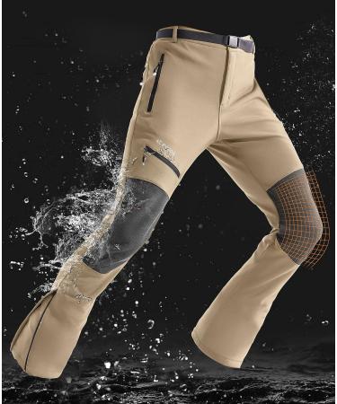 Ewedoos Waterproof Insulated Ski Pants - Men's Fleece Lined Snow Pants - Khaki, XX-Large 32 - Regular Length - Buy Online on GoSupps.com