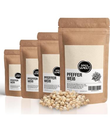 Spicy Welt Whole White Pepper (500g) - Premium Quality White Pepper Beans for Mills Sauces Soups & Marinades | Subtle & Intense Flavour | 100% Natural No Additives - Buy Online on GoSupps.com