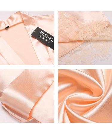 BESDEL Women's Satin Silk Bathrobe - Short Kimono Robe | Champagne - Buy Online on GoSupps.com